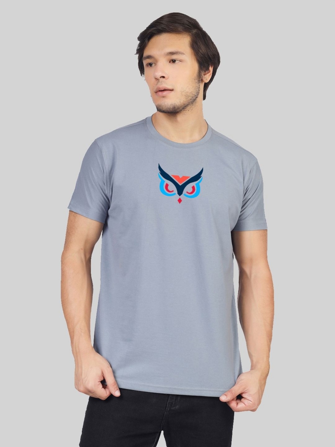 

Greylongg Men Graphic Printed Round Neck T-shirt, Grey