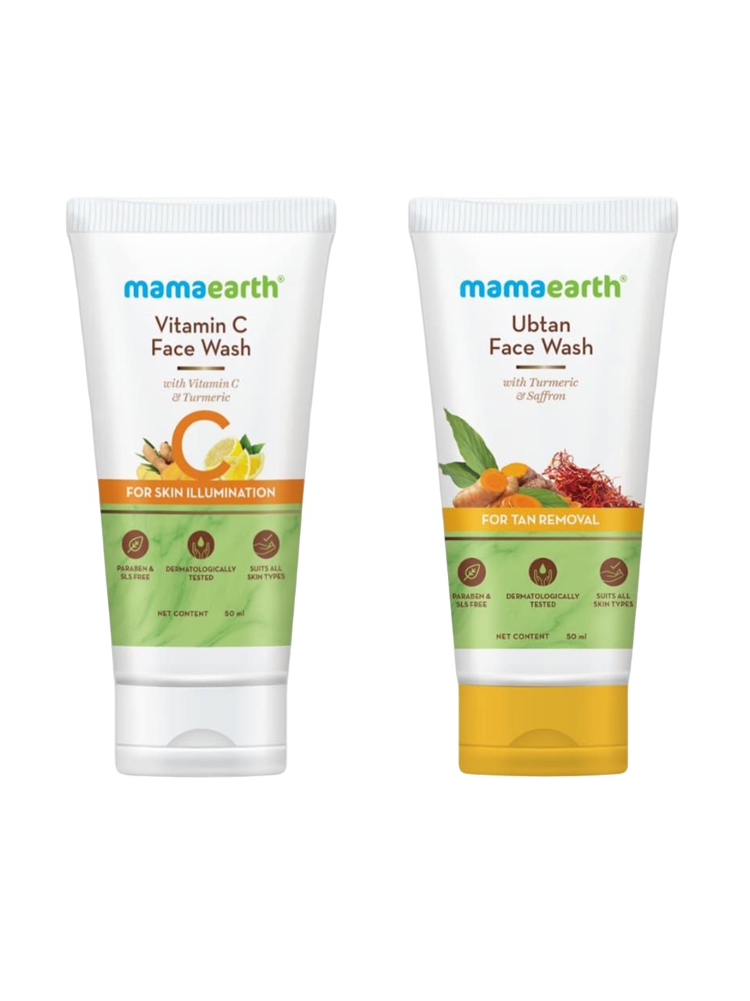 

Mamaearth Set of Vitamin C & Ubtan Face Wash - 50ml Each, White