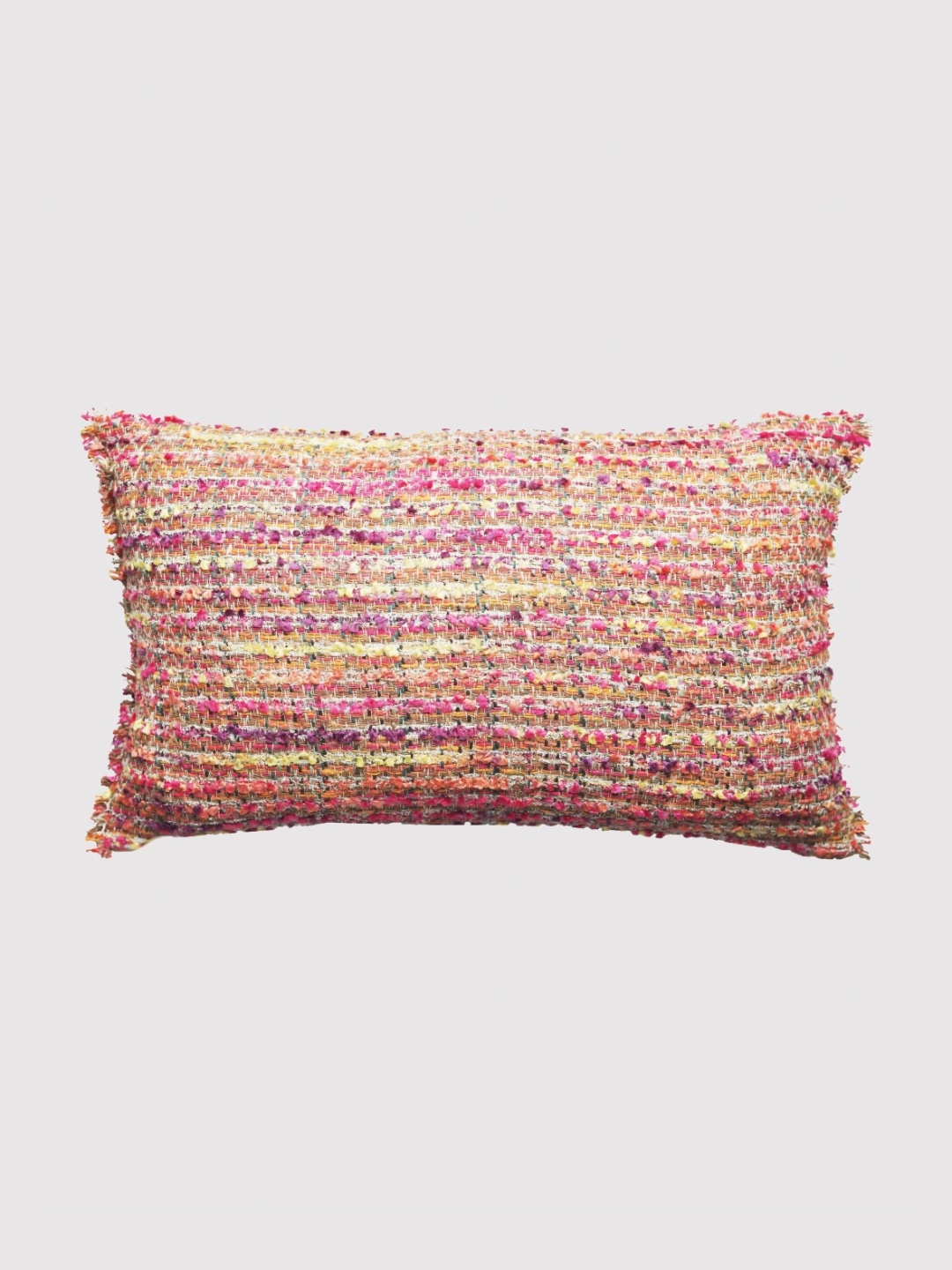 

ONSETHOMES Pink & Yellow Self Design Textured Rectangle Cushion Cover