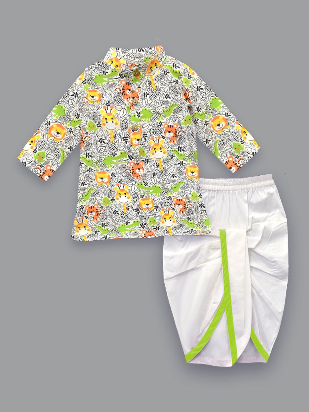 

A.T.U.N. Boys Abstract Printed Kurta with Dhoti Pants, White