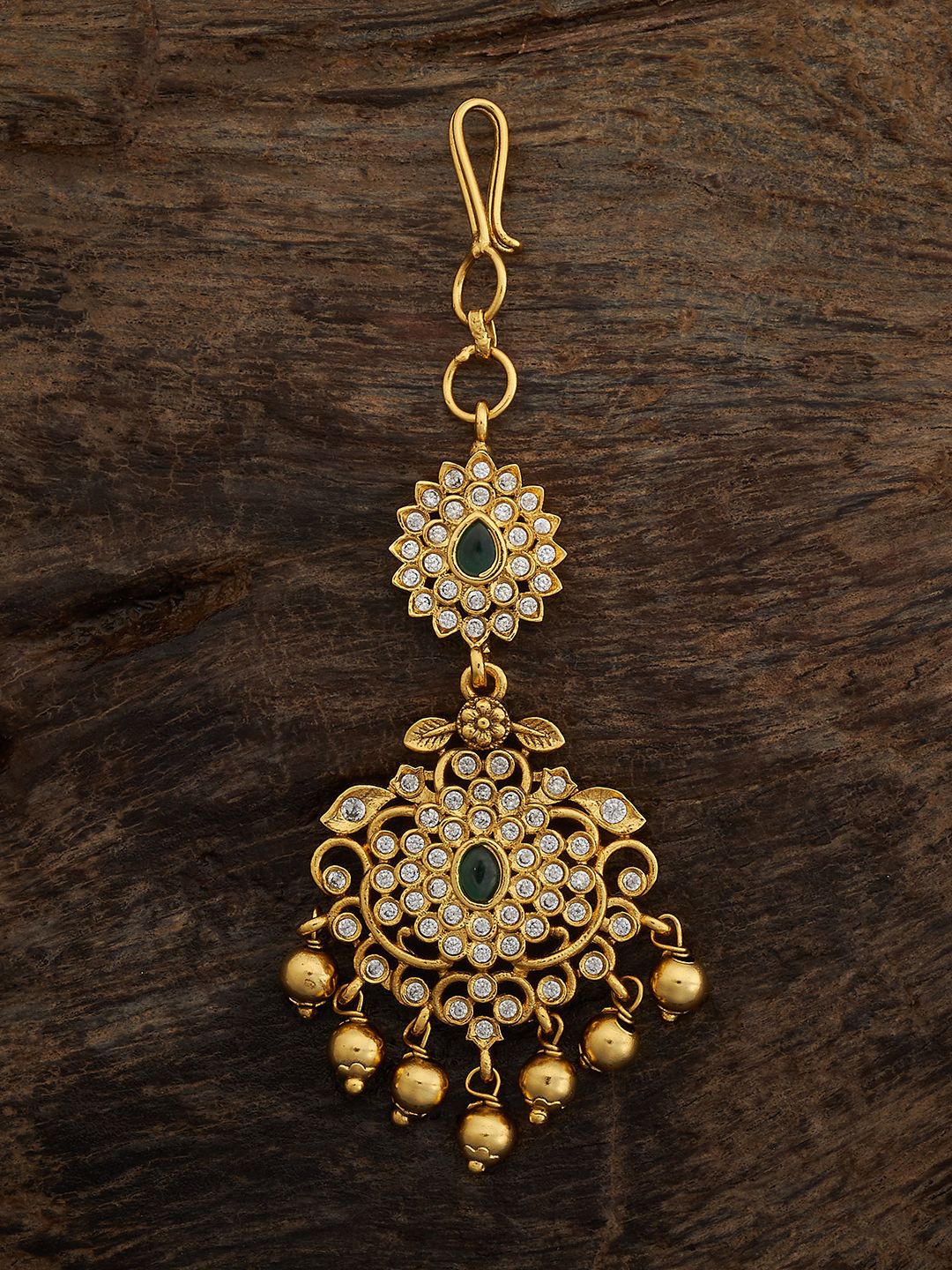 

Kushal's Fashion Jewellery Gold-Plated Stone-Studded Maang Tikka