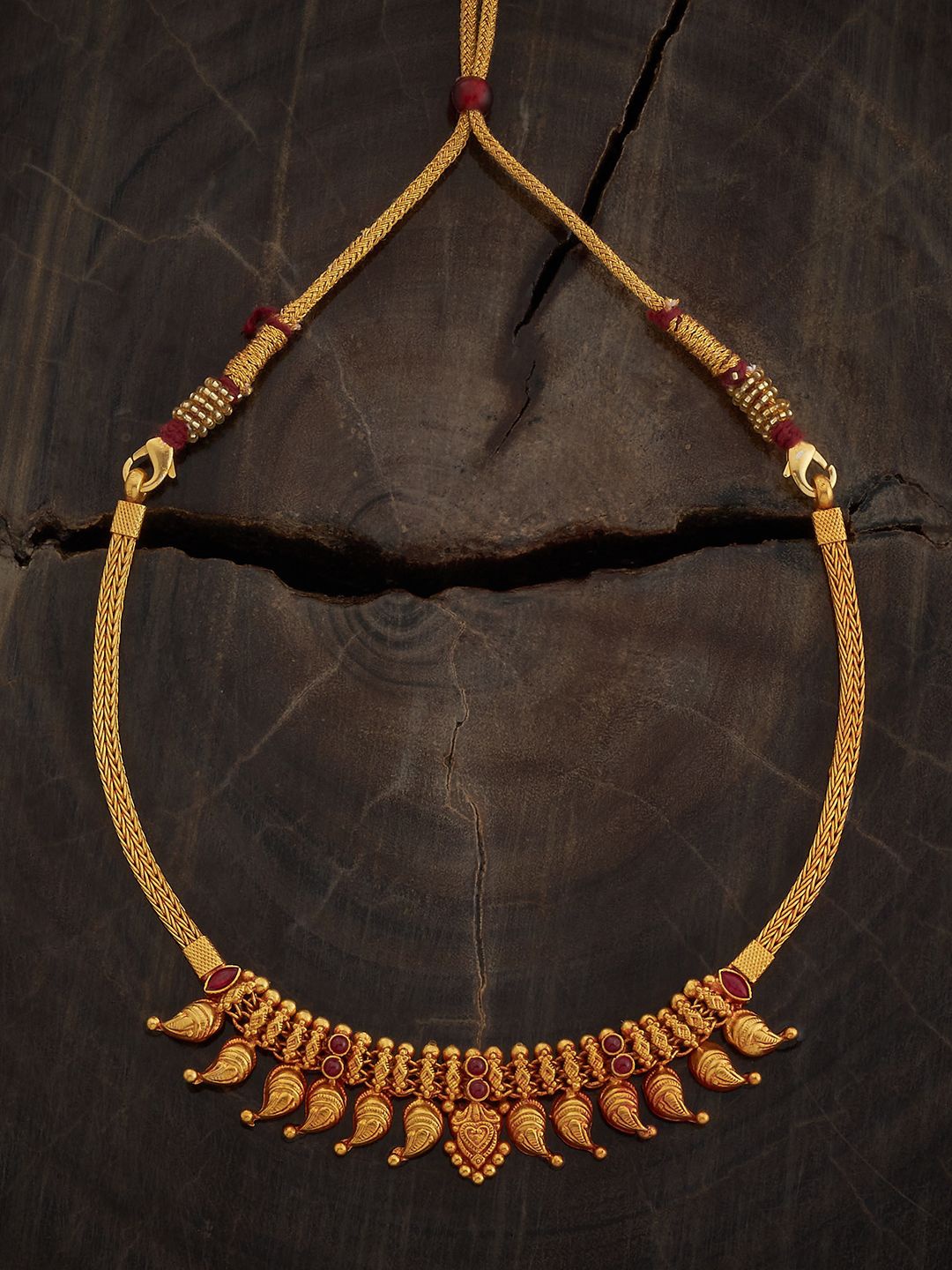 

Kushal's Fashion Jewellery 92.5 Pure Silver Gold-Plated Temple Necklace