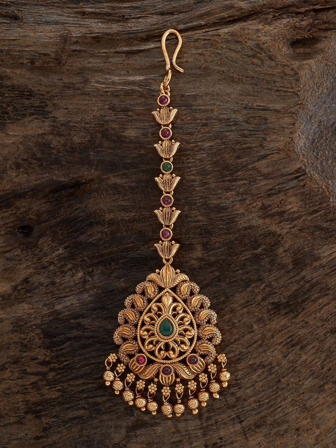 

Kushal's Fashion Jewellery Gold-Plated Stone Studded Maang Tikka