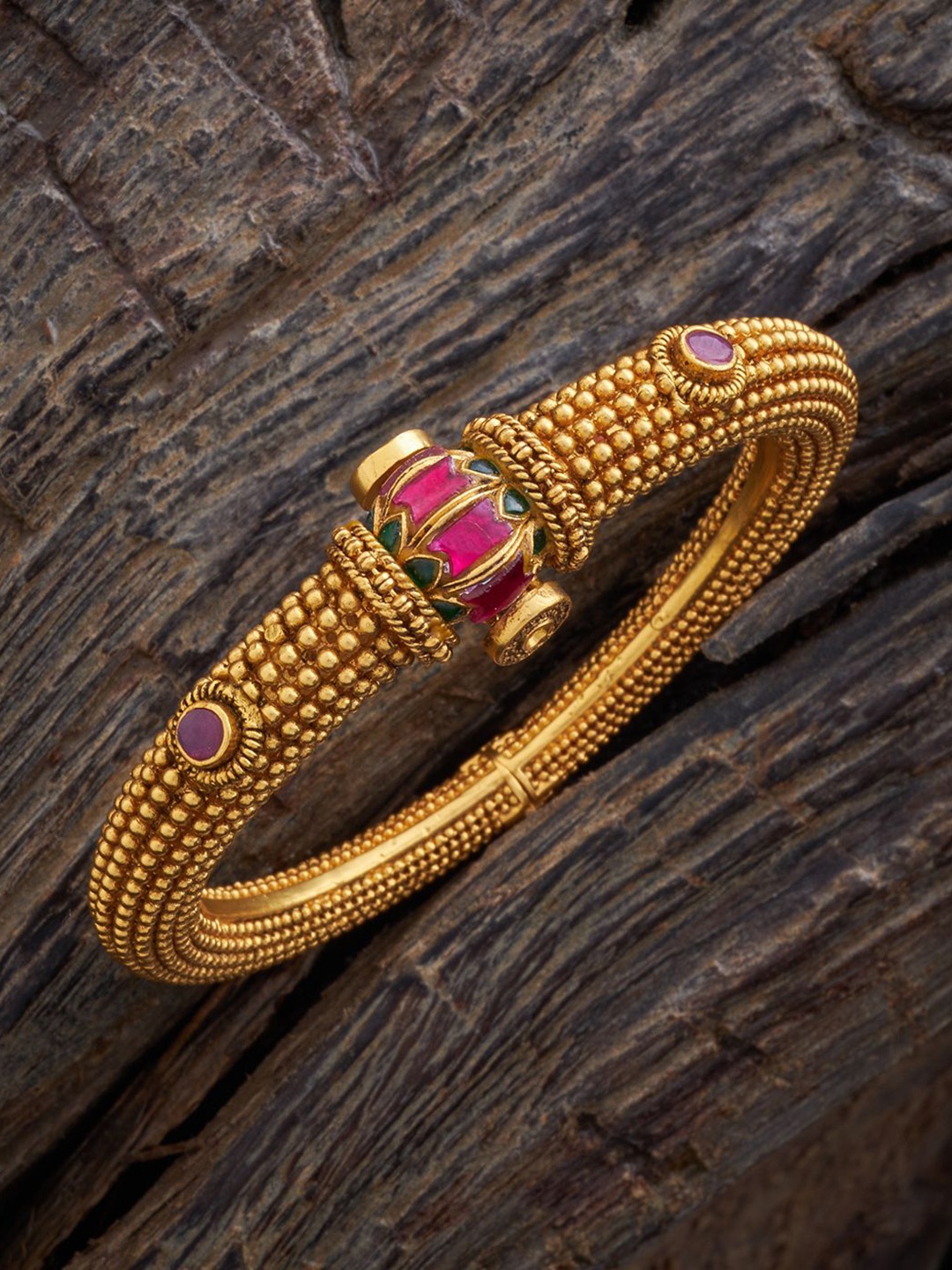 

Kushal's Fashion Jewellery Artificial Stones Antique Gold Plated Kada Bracelet