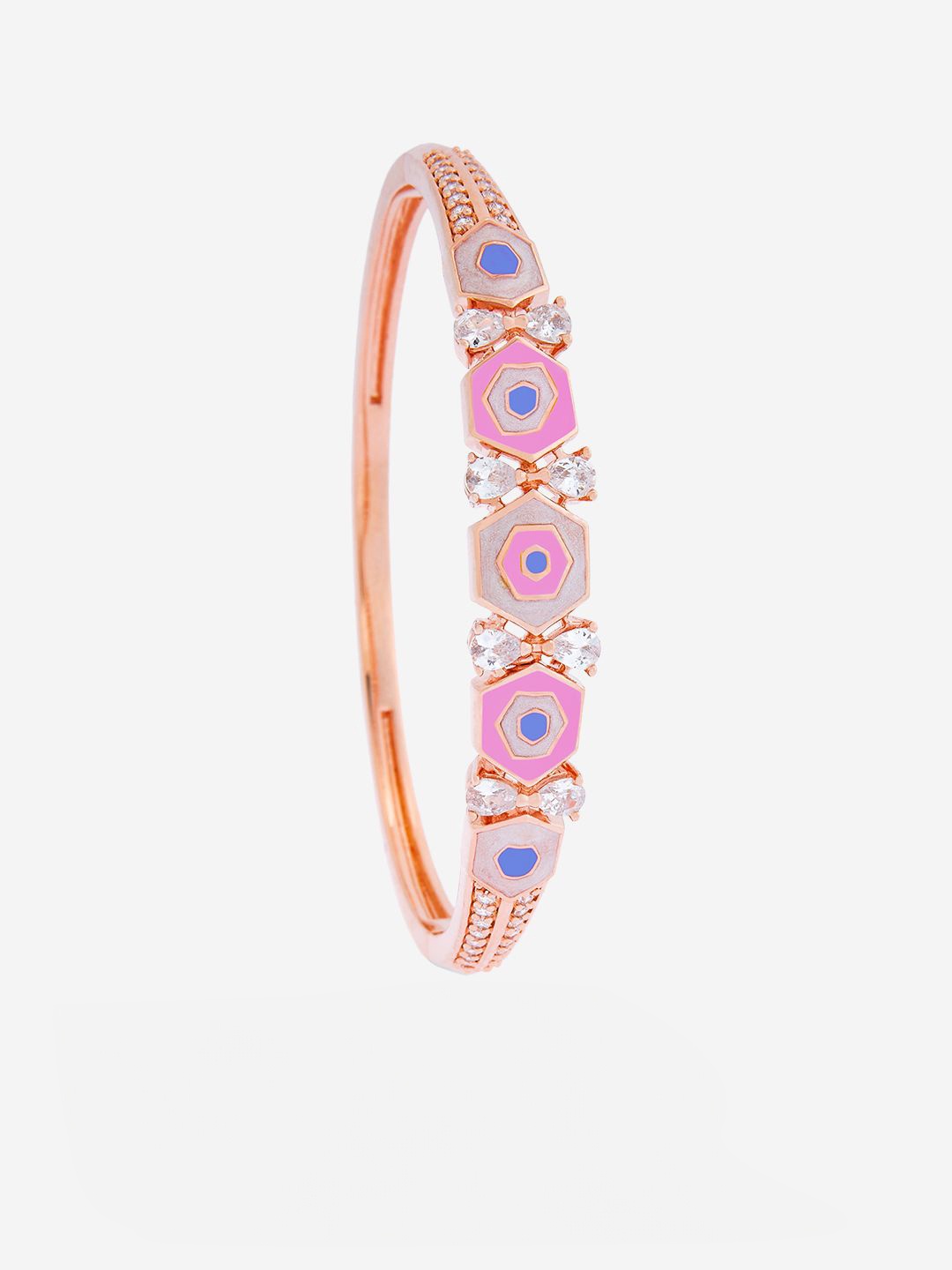 

Kushal's Fashion Jewellery Rose Gold-Plated Cubic Zirconia Kada Bracelet