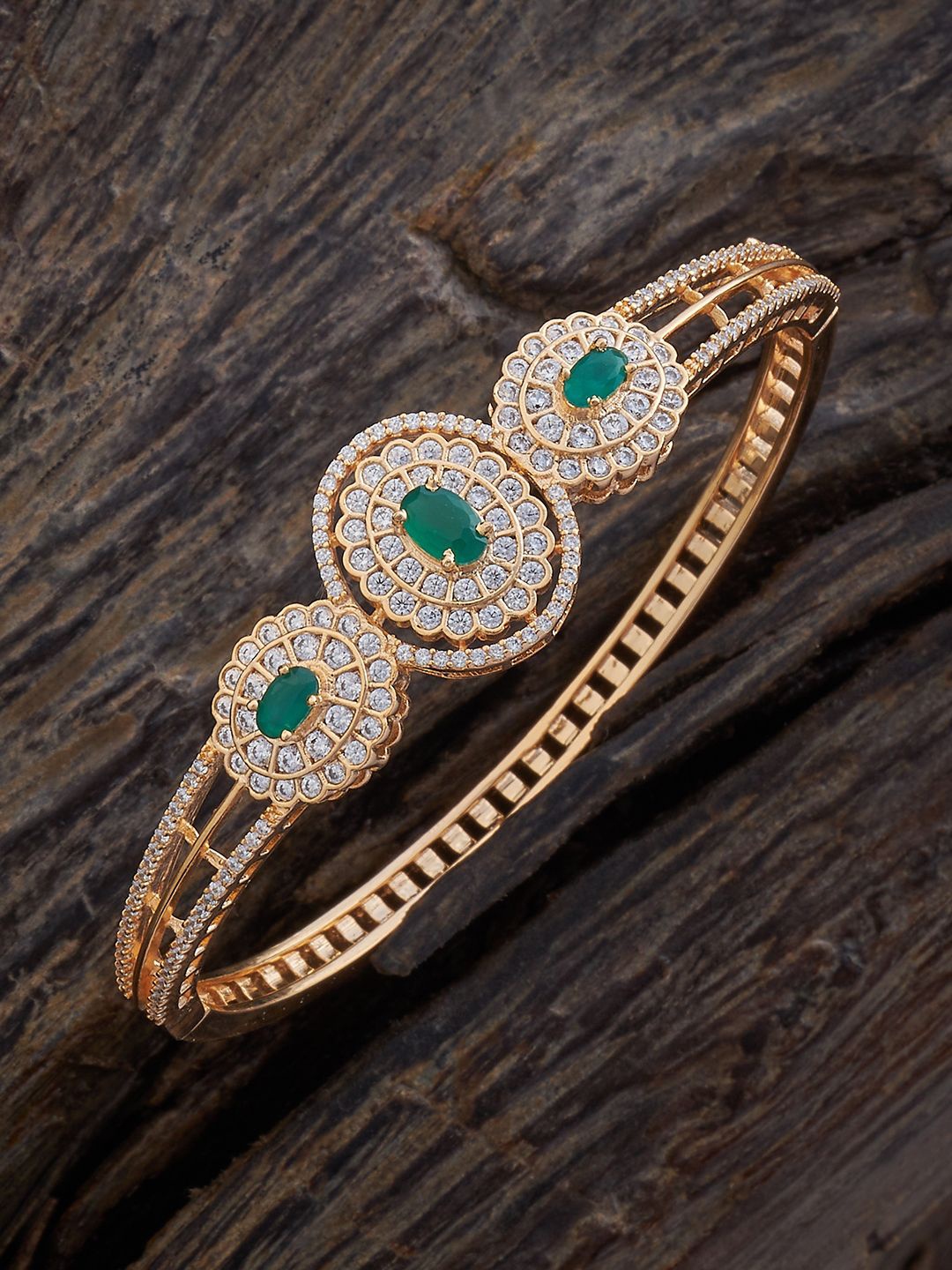 

Kushal's Fashion Jewellery Gold Plated Cubic Zirconia Kada Bracelet