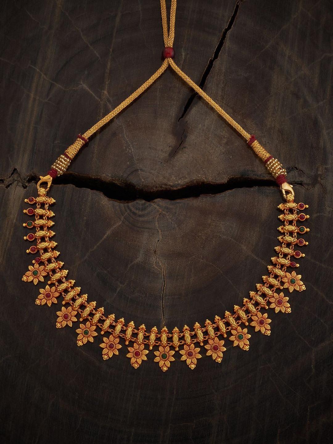 

Kushal's Fashion Jewellery 92.5 Pure Silver Gold-Plated Temple Necklace