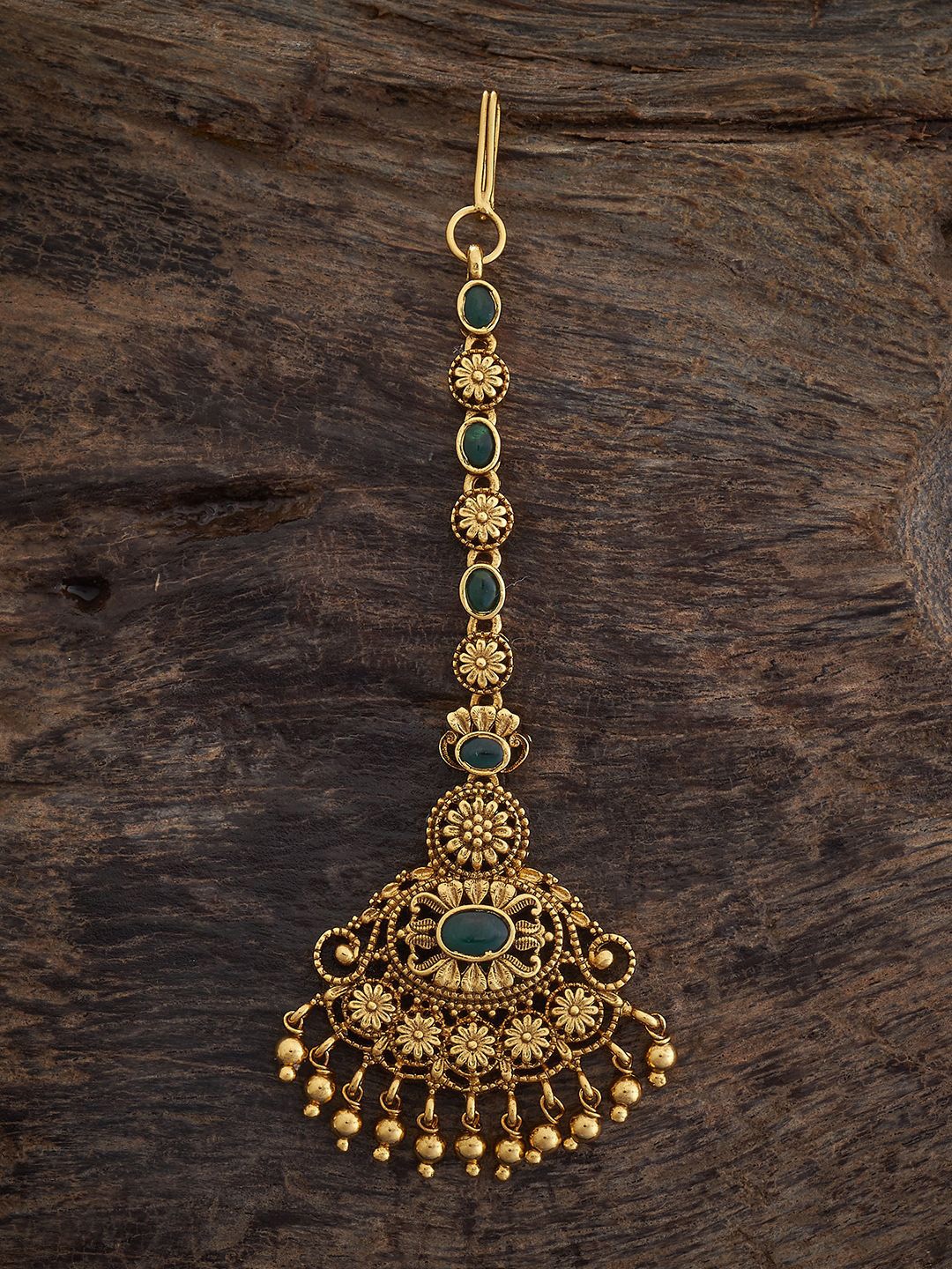 

Kushal's Fashion Jewellery Gold-Plated Stone Studded Antique Maang Tikka