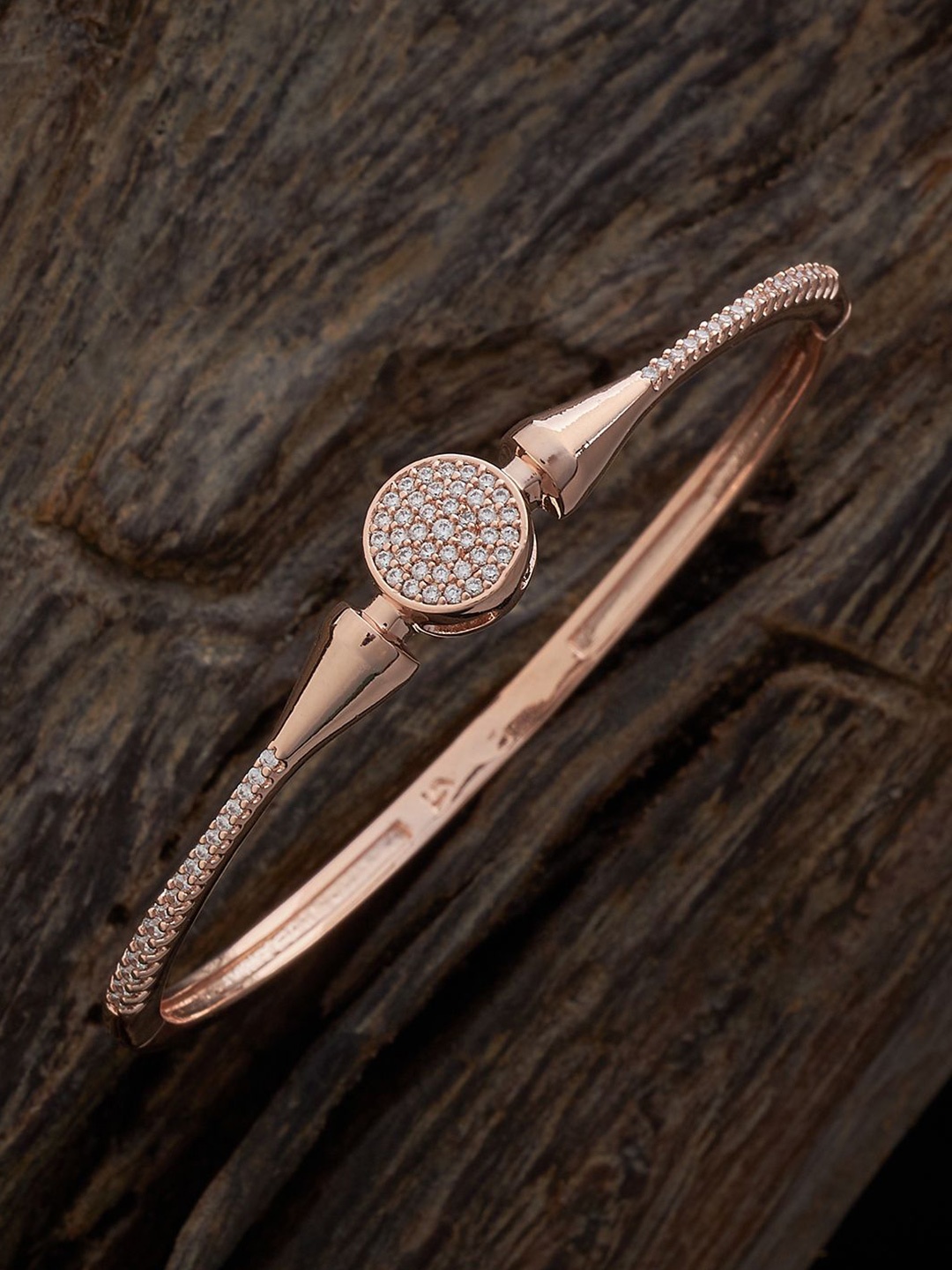 

Kushal's Fashion Jewellery Rose Gold Plated Cubic Zirconia Kada Bracelet