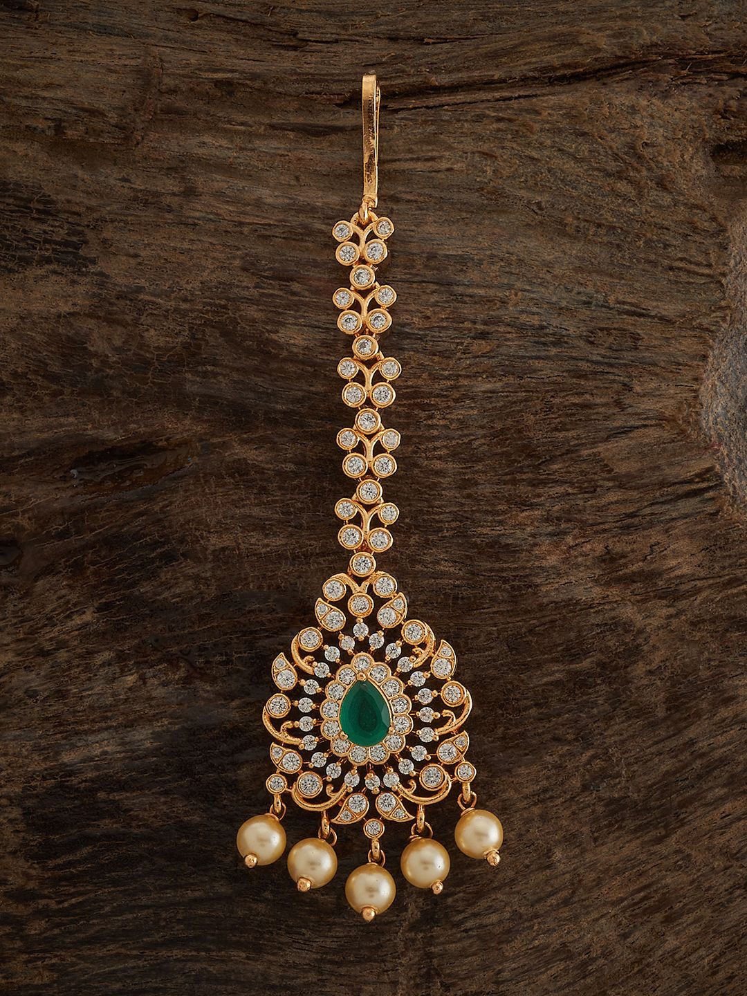 

Kushal's Fashion Jewellery Gold-Plated Zircon Maang Tikka Head Jewellery