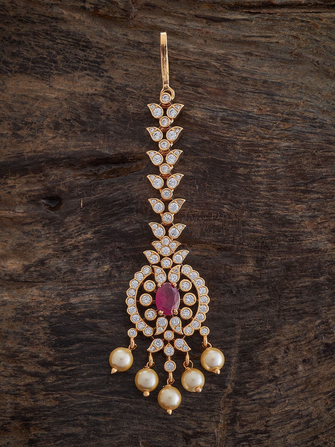 

Kushal's Fashion Jewellery Gold Plated Artificial Stones Studded Maang Tikka