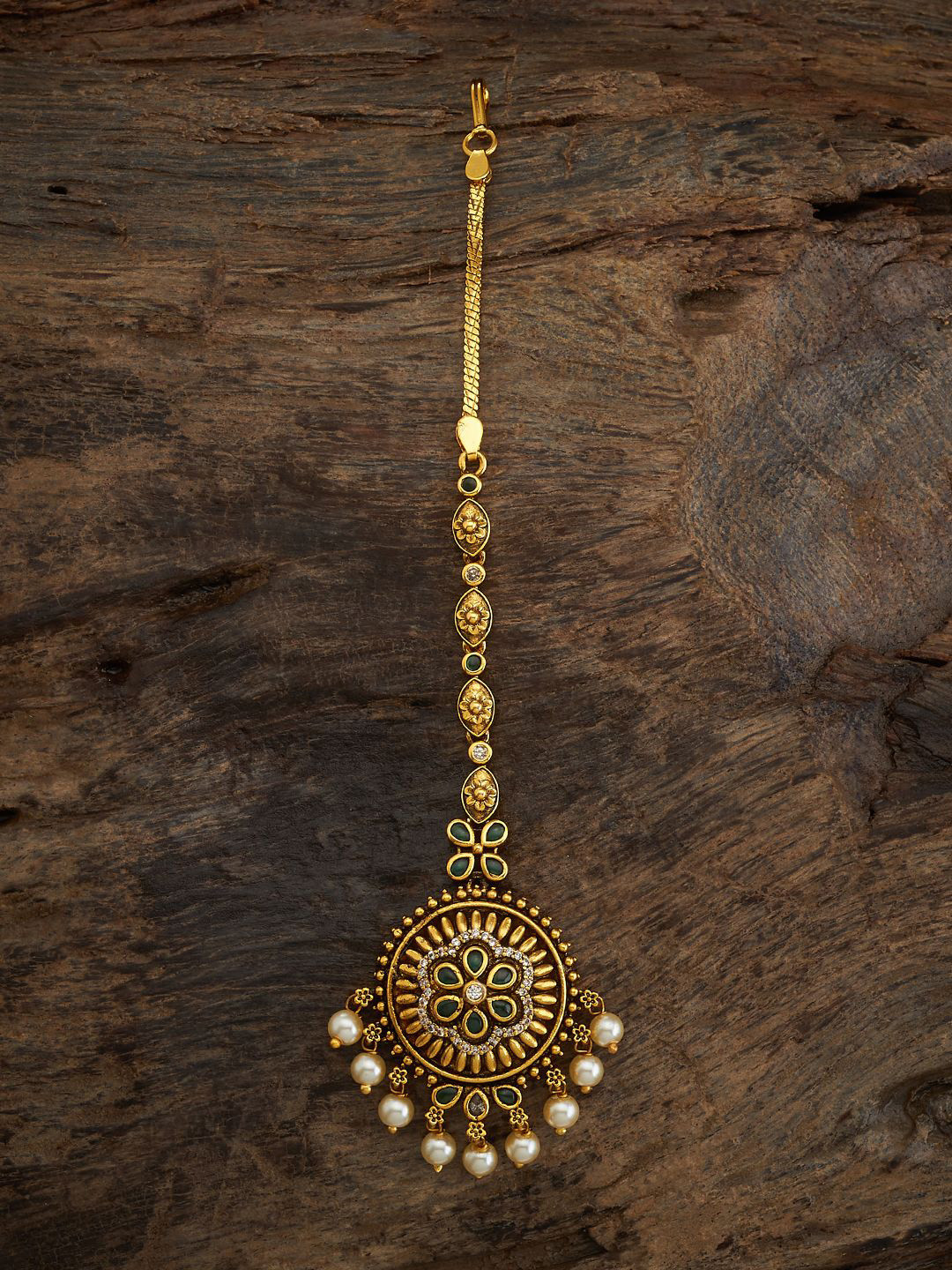 

Kushal's Fashion Jewellery Gold Plated Artificial Beads Studded Maang Tikka