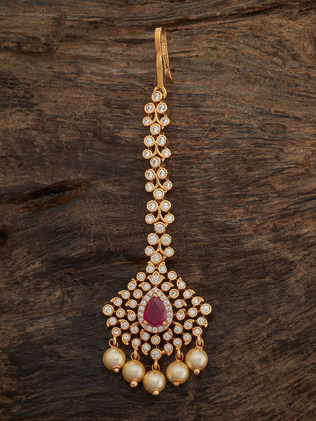 

Kushal's Fashion Jewellery Gold Plated Artificial Stones Studded Maang Tikka
