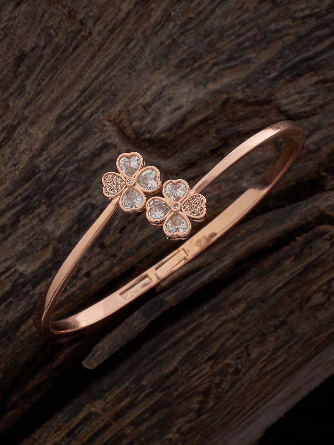 

Kushal's Fashion Jewellery Rose Gold Plated Cubic Zirconia Kada Bracelet