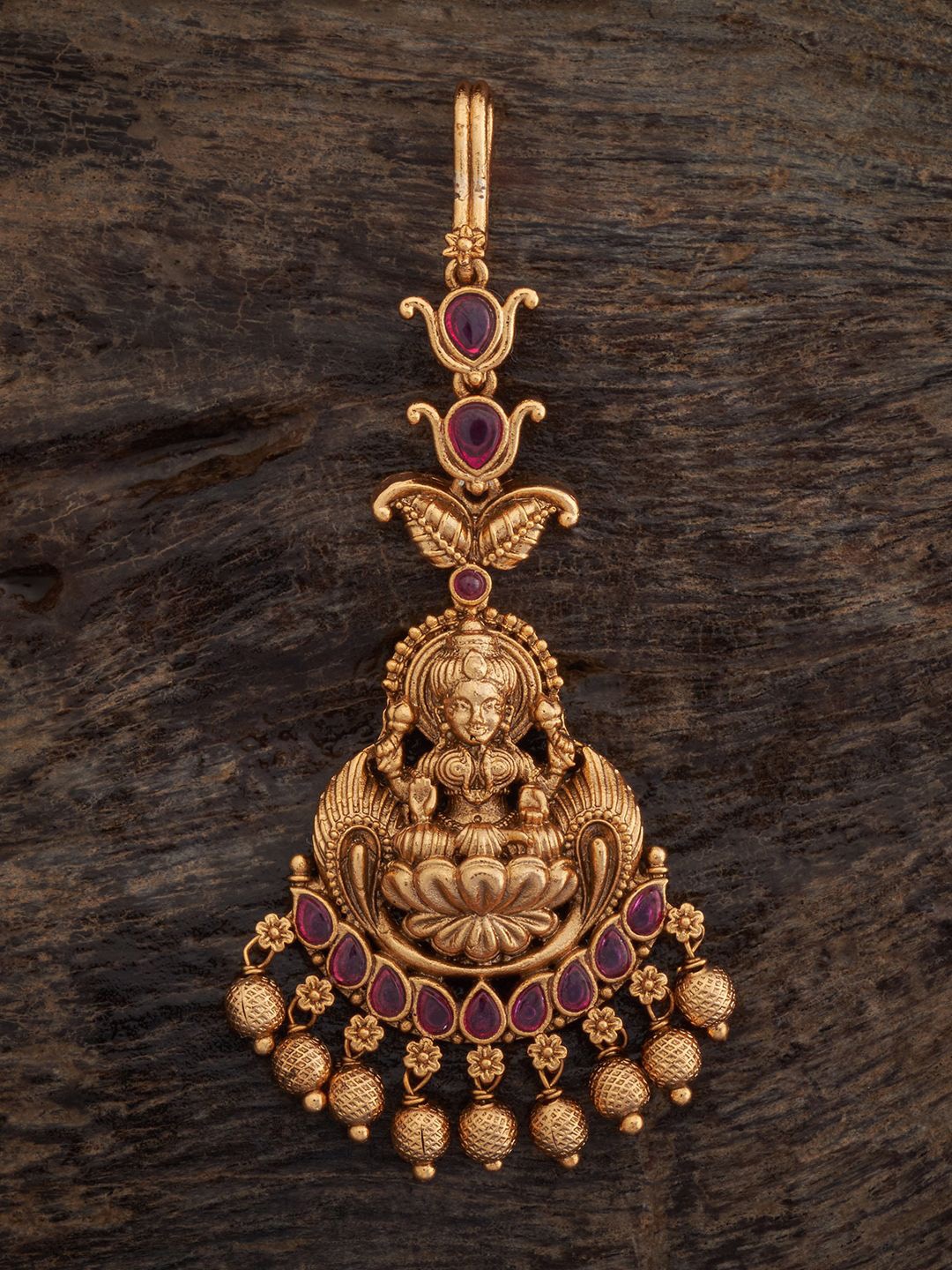 

Kushal's Fashion Jewellery Gold-Plated Stones Studded Antique Maang Tikka