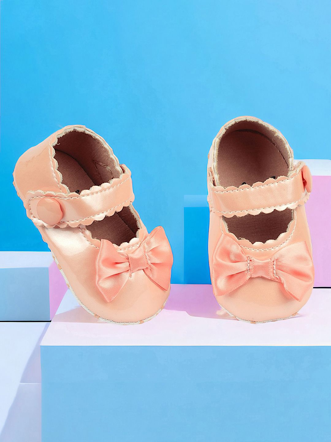 

Baby Moo Unisex Kids Booties With Bow Details, Peach