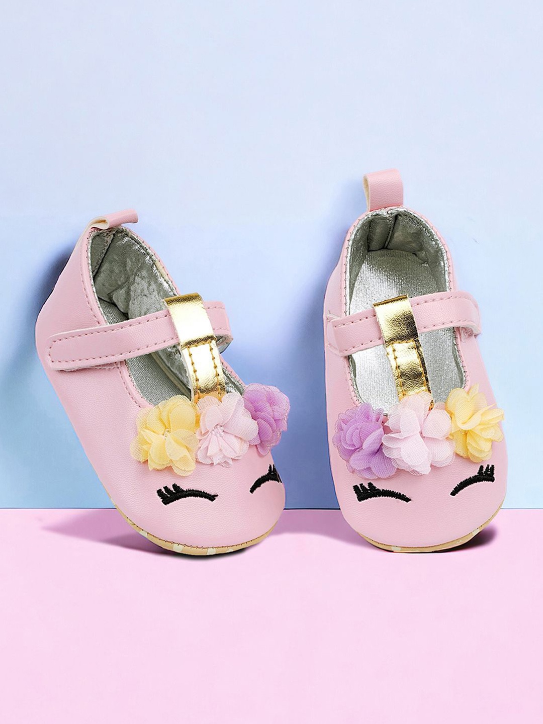 

Baby Moo Kids-Girls Floral Applique Booties, Pink