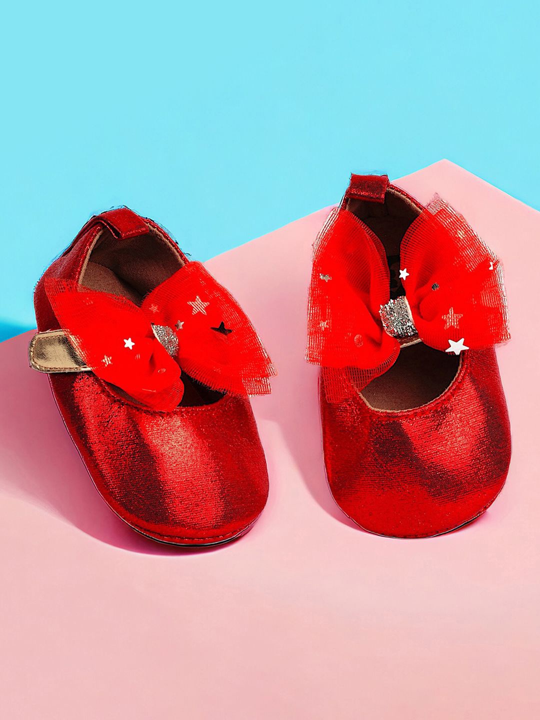 

Baby Moo Kids-Girls Embellished Bow Booties, Red