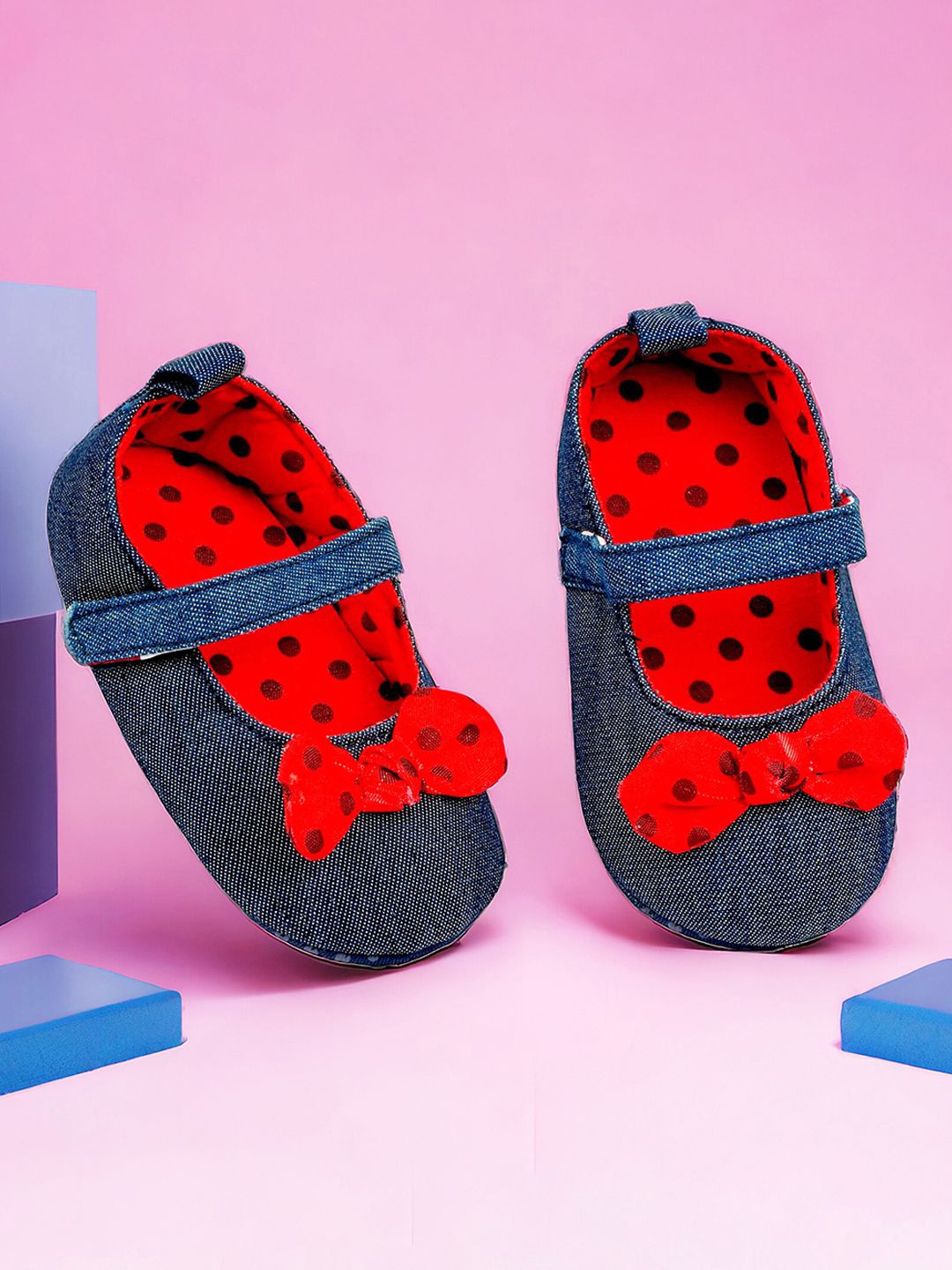 

Baby Moo Kids-Girls Bow Cotton Booties, Navy blue