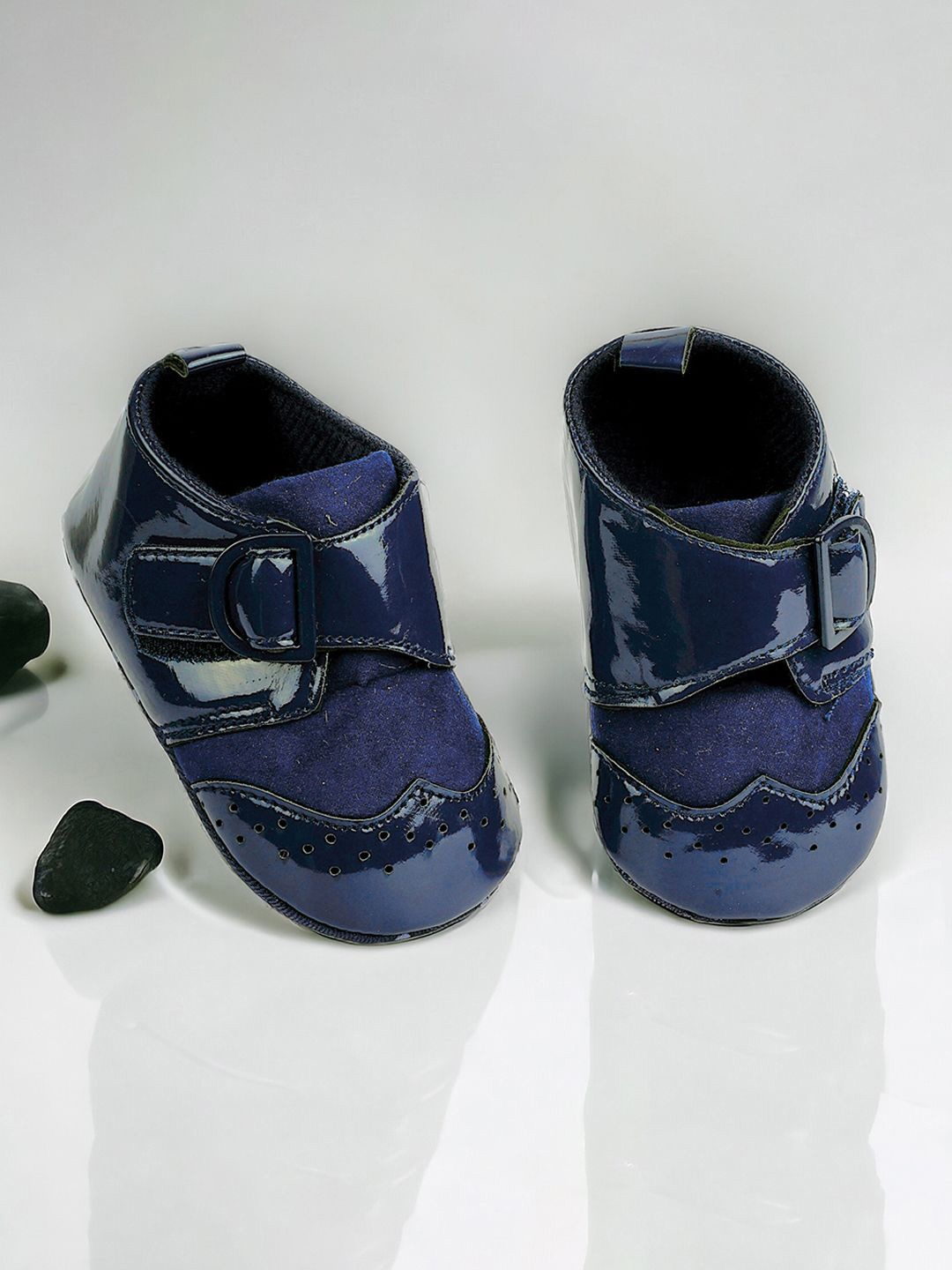 

Baby Moo Kids Buckle Booties, Navy blue