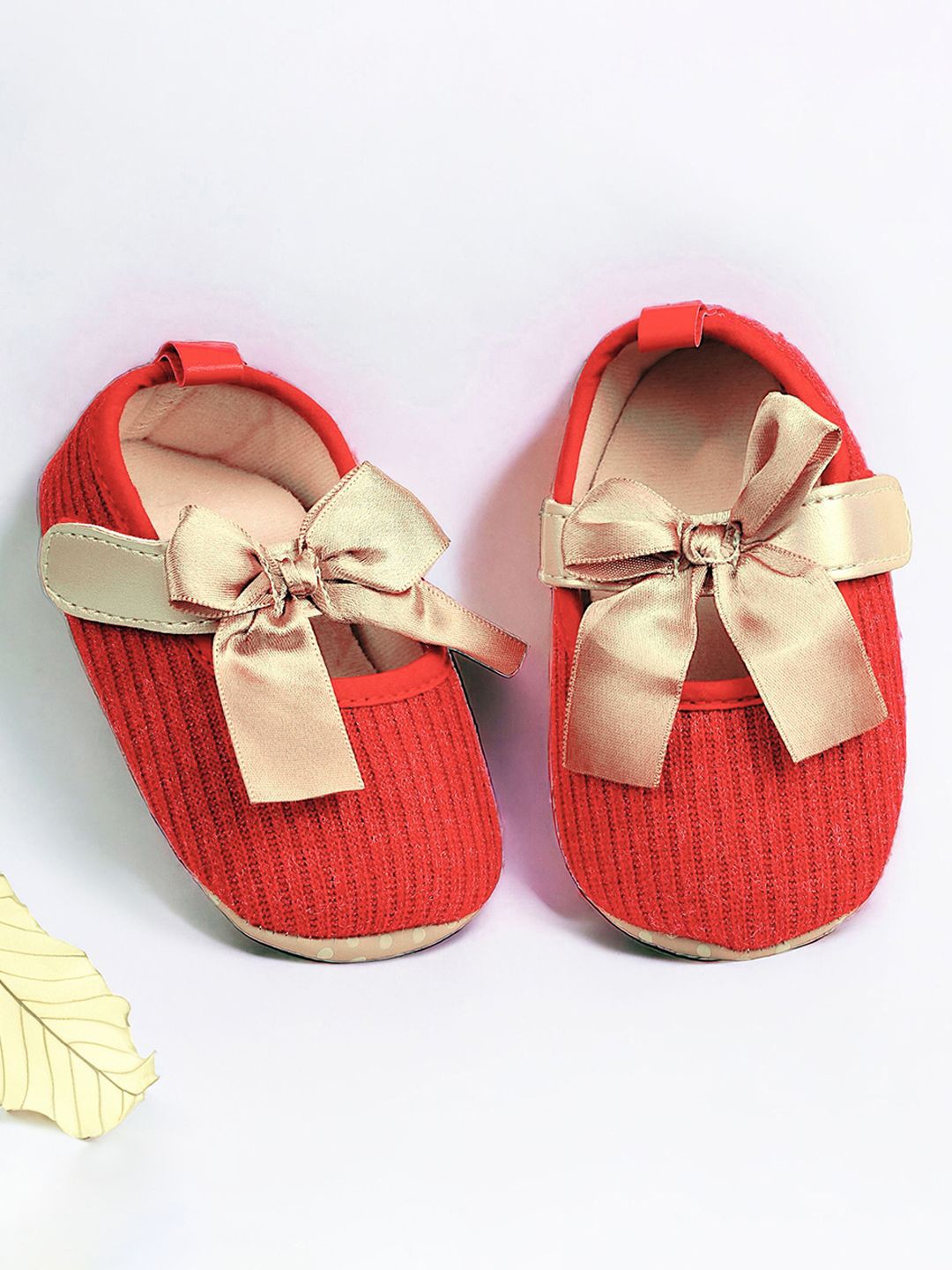 

Baby Moo Kids-Girls Cotton Booties, Red