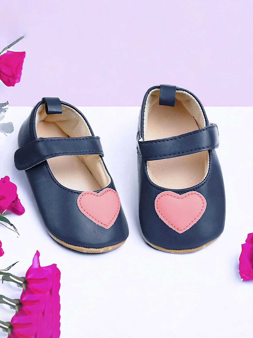 

Baby Moo Kids-Girls Cotton Booties, Navy blue