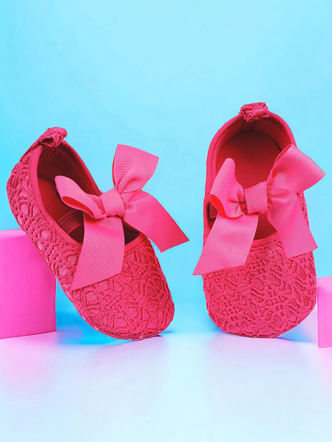 

Baby Moo Kids-Girls Bow Cotton Booties, Pink
