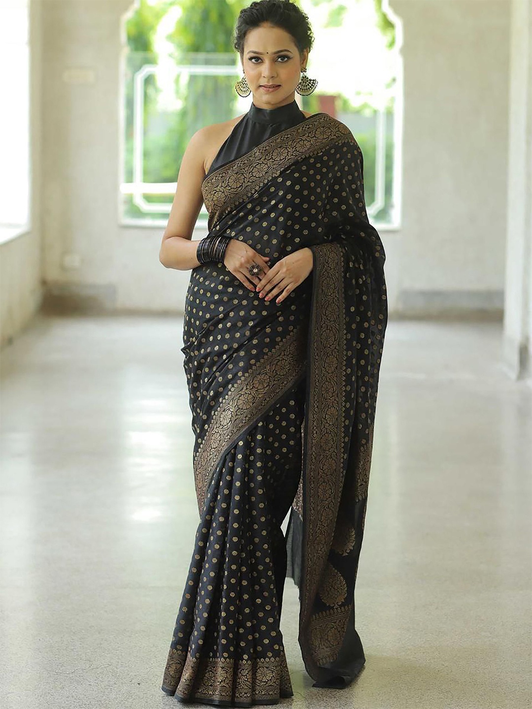 

KALINI Woven Design Designer Banarasi Saree, Black