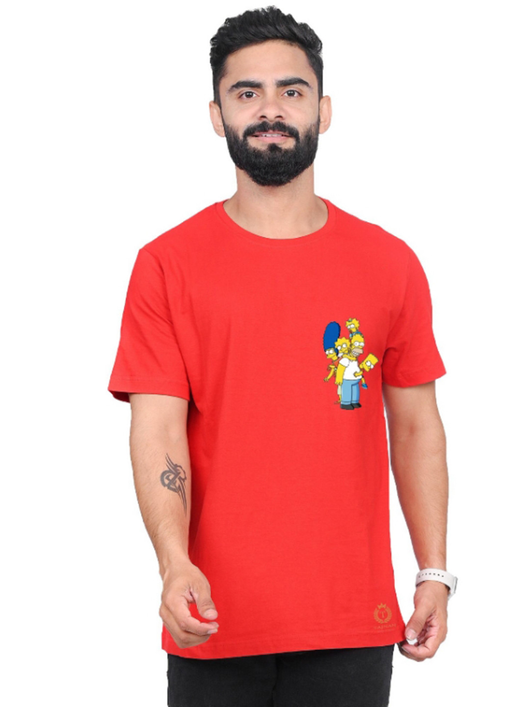 

TAJNAN Men Henley Neck Drop-Shoulder Sleeves T-shirt, Red