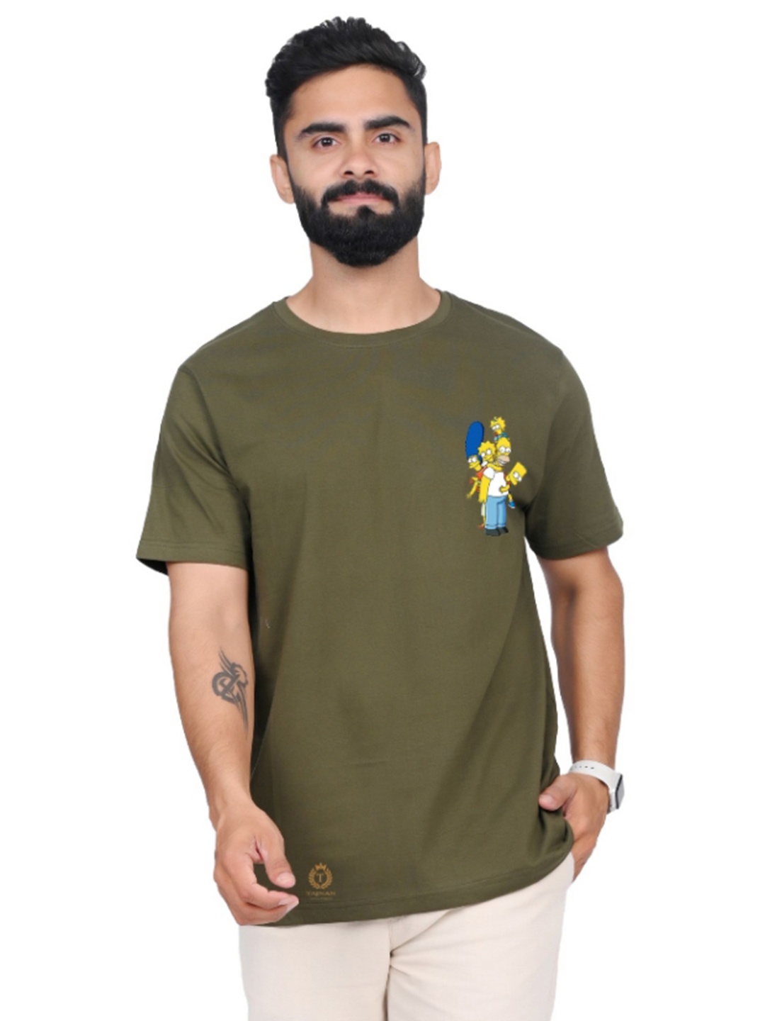 

TAJNAN Men Graphic Printed Round Neck T-shirt, Green
