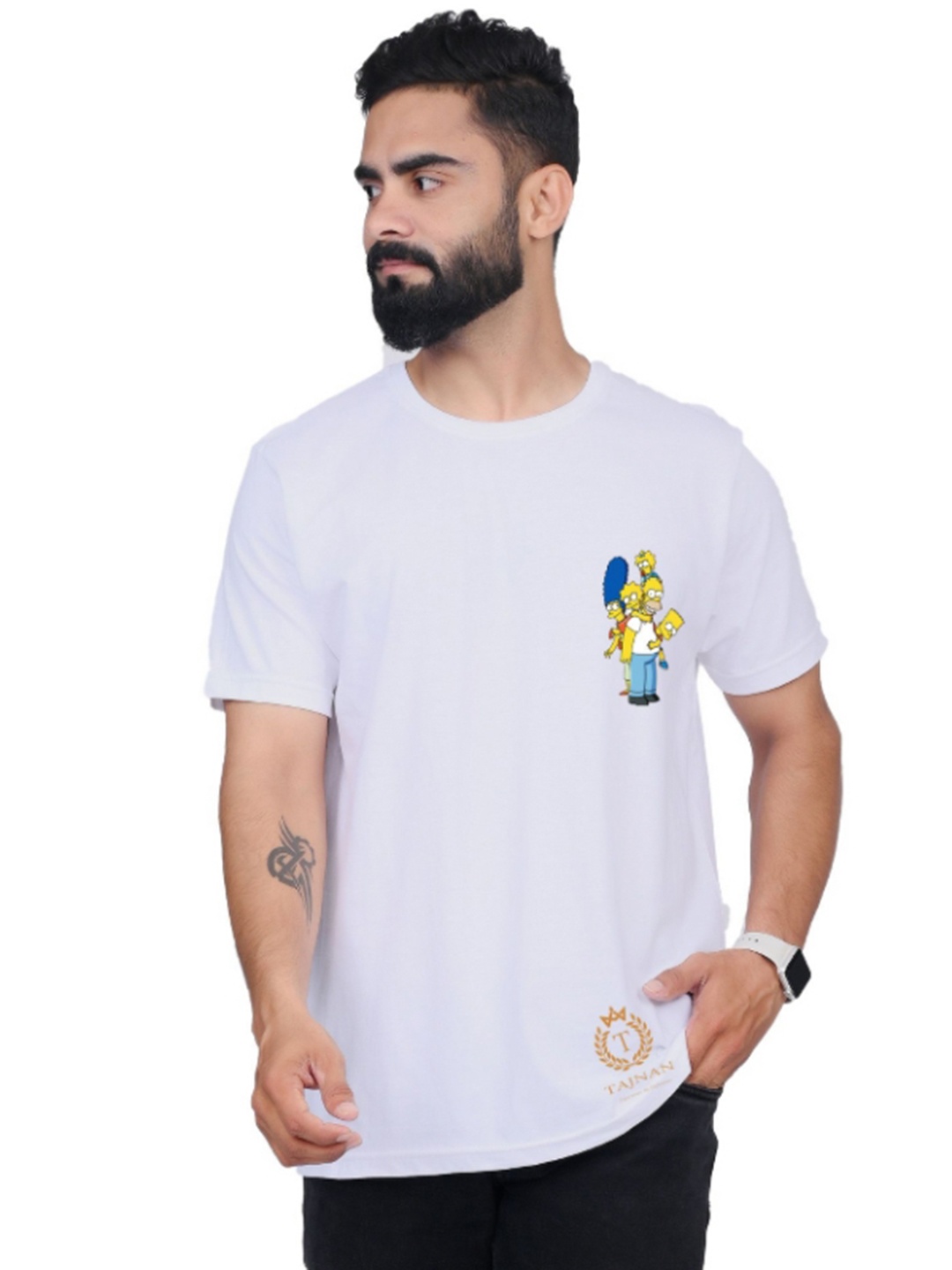 

TAJNAN Men Applique T-shirt, White