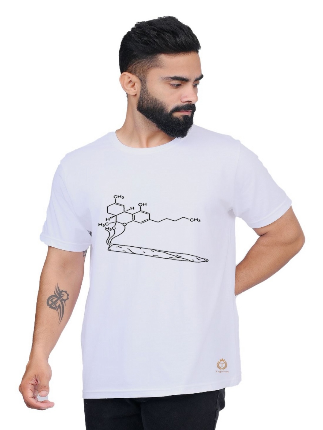 

TAJNAN Men Printed Pockets T-shirt, White