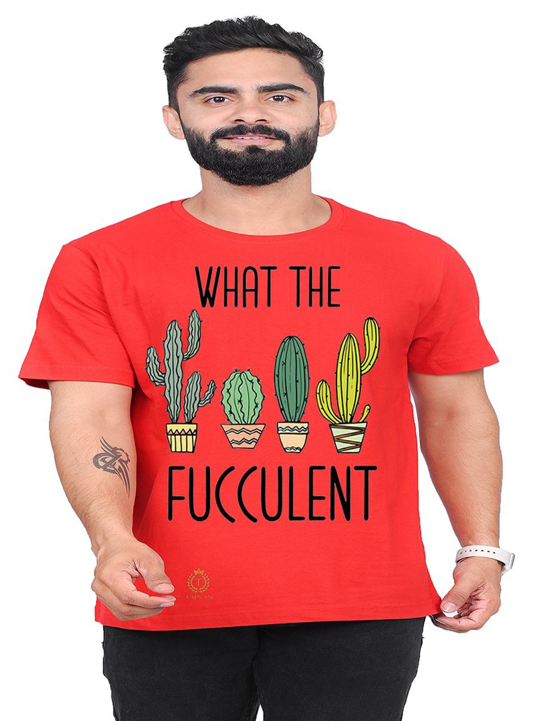 

TAJNAN Men Printed Raw Edge T-shirt, Red