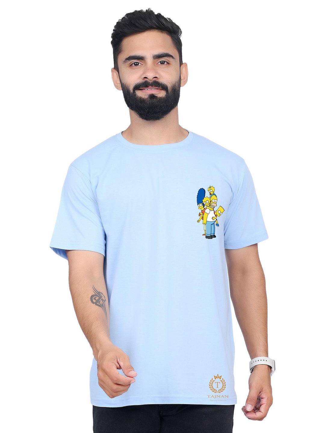 

TAJNAN Men Applique T-shirt, Blue