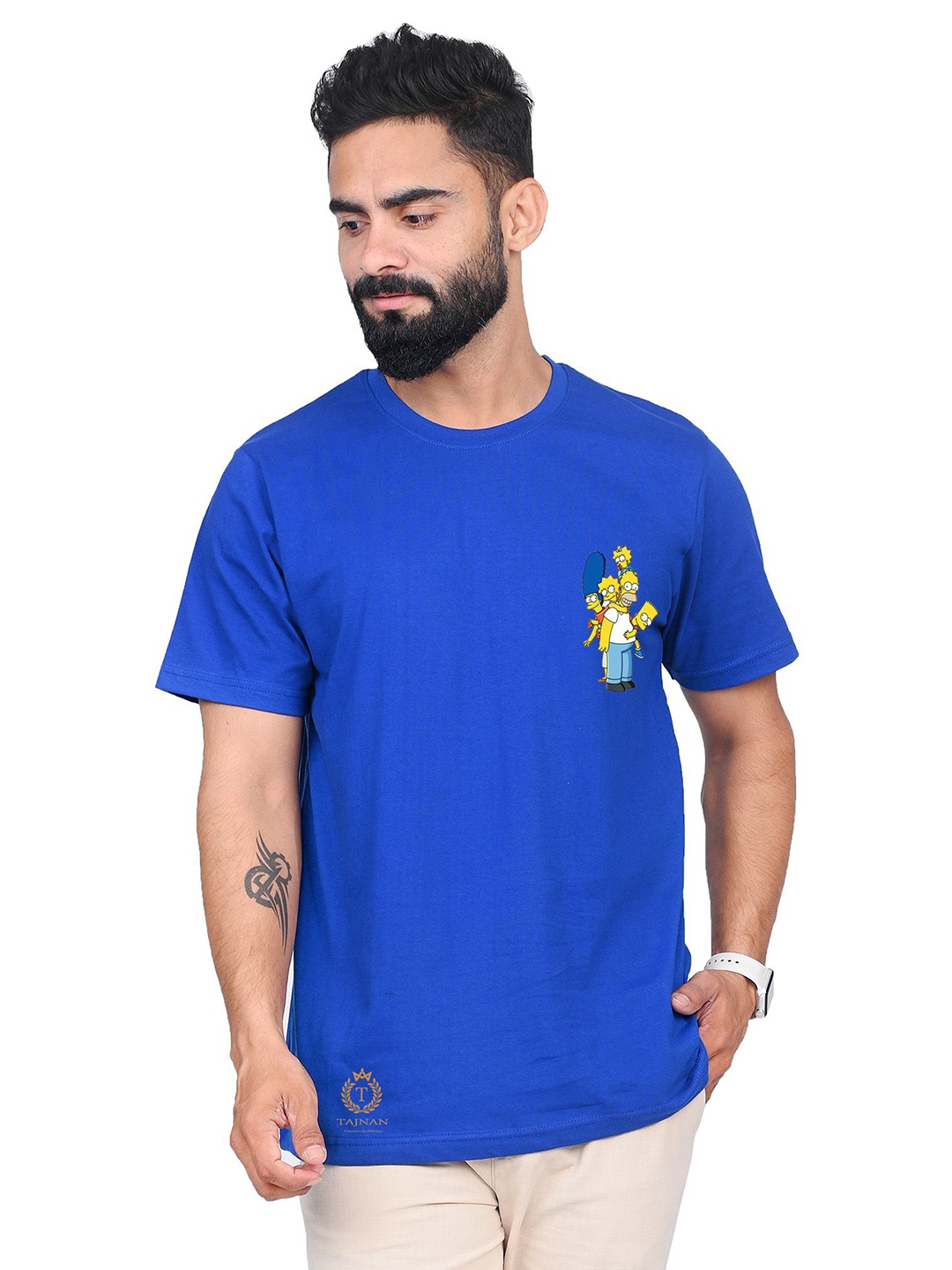 

TAJNAN Men The Simpsons Printed T-shirt, Blue