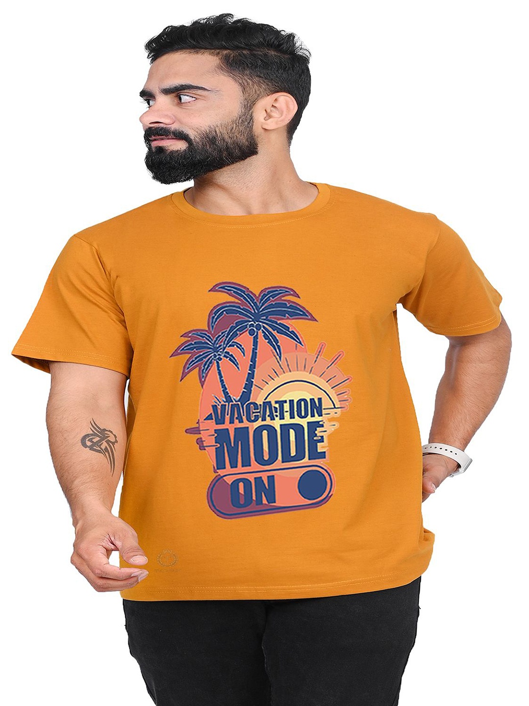

TAJNAN Men Typography Printed T-shirt, Orange