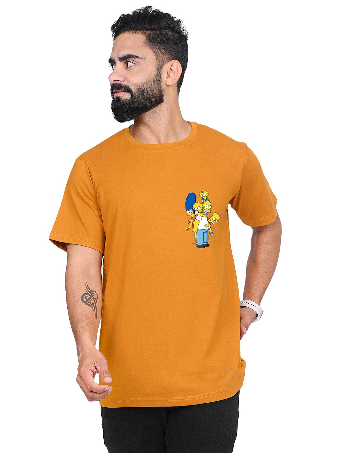 

TAJNAN Men Applique T-shirt, Orange