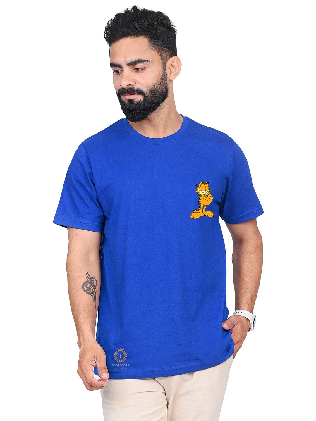 

TAJNAN Men Garfield Printed T-shirt, Blue