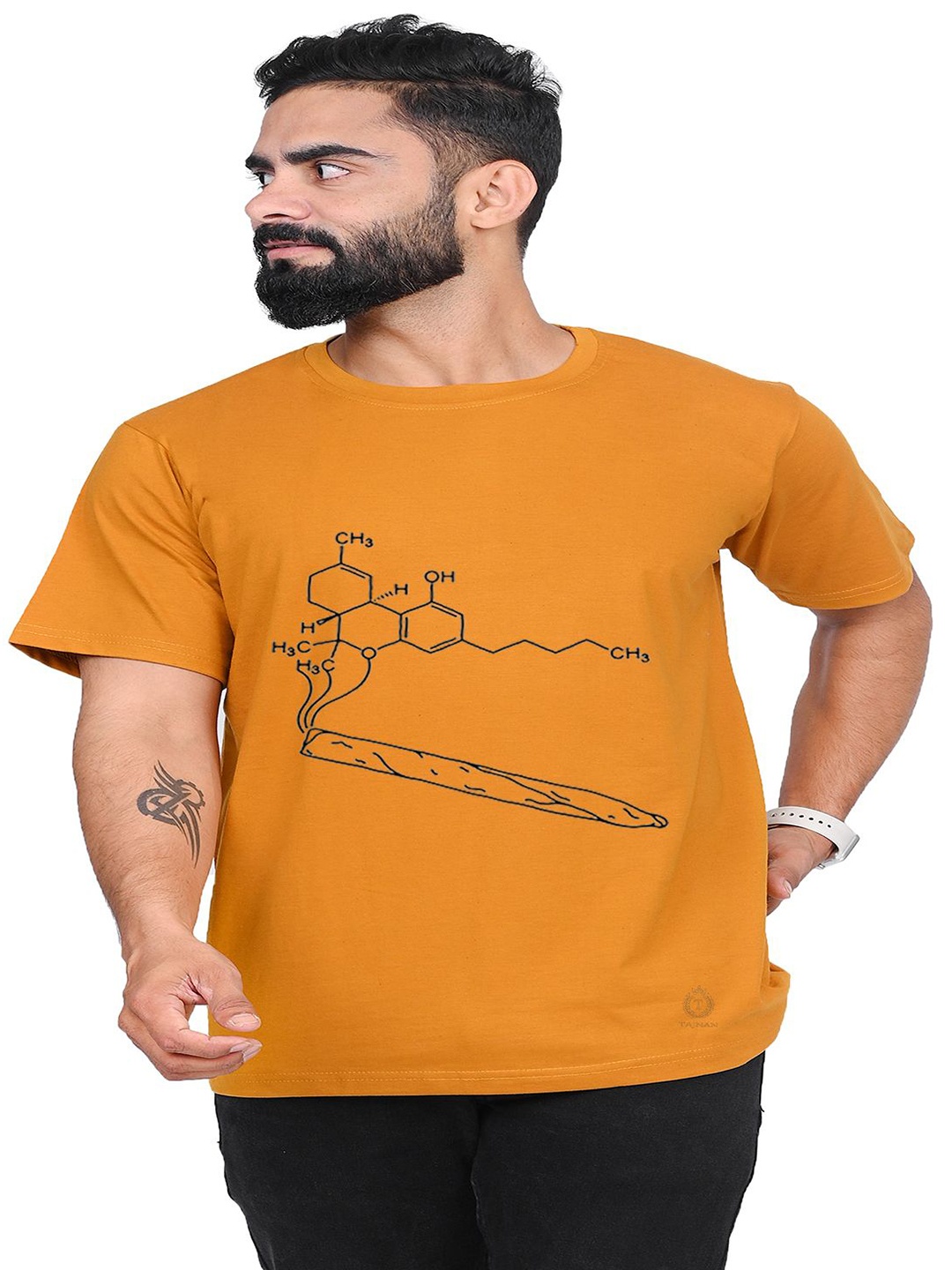 

TAJNAN Men Printed T-shirt, Orange