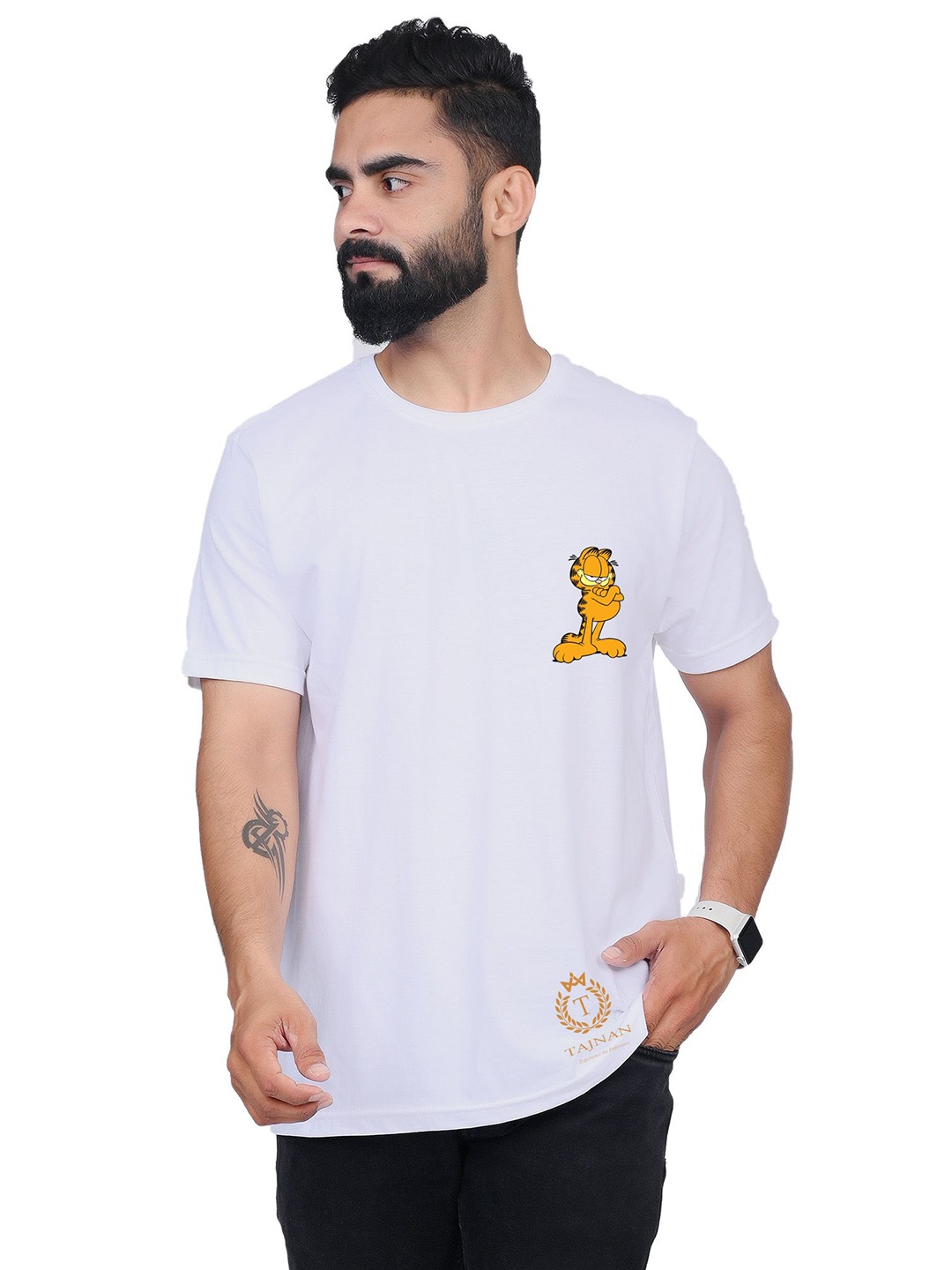 

TAJNAN Men Garfield Printed T-shirt, White