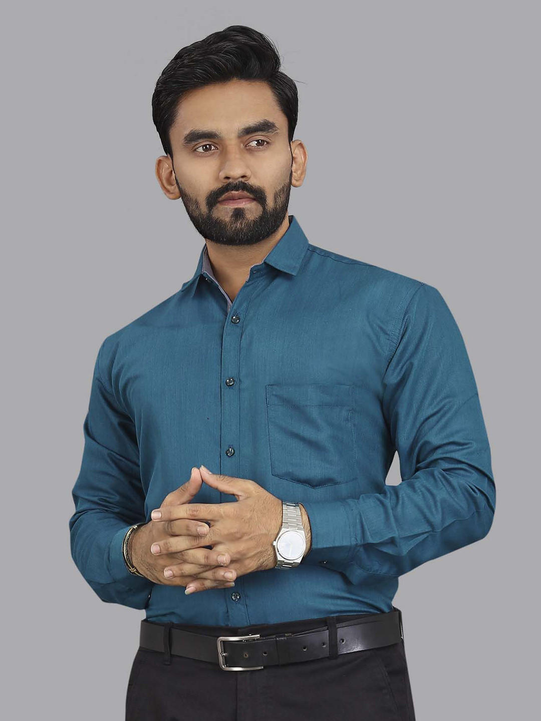 

ADWYN PETER Men New Solid Spread Collar Casual Shirt, Sea green