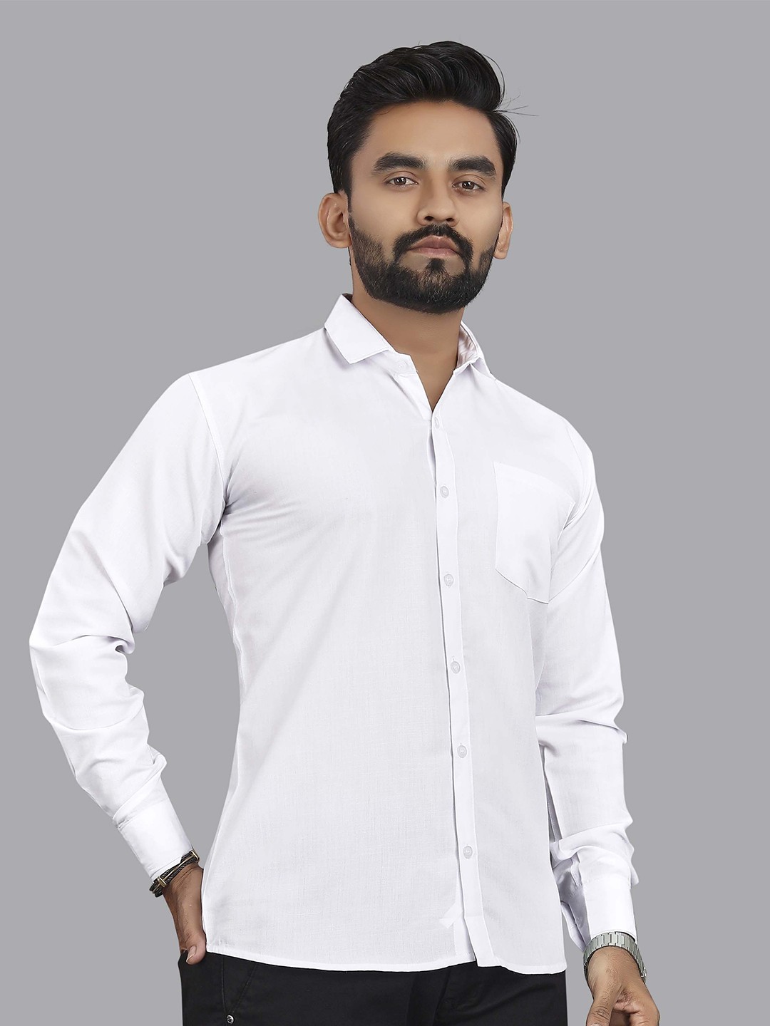 

ADWYN PETER Men New Solid Spread Collar Casual Shirt, White
