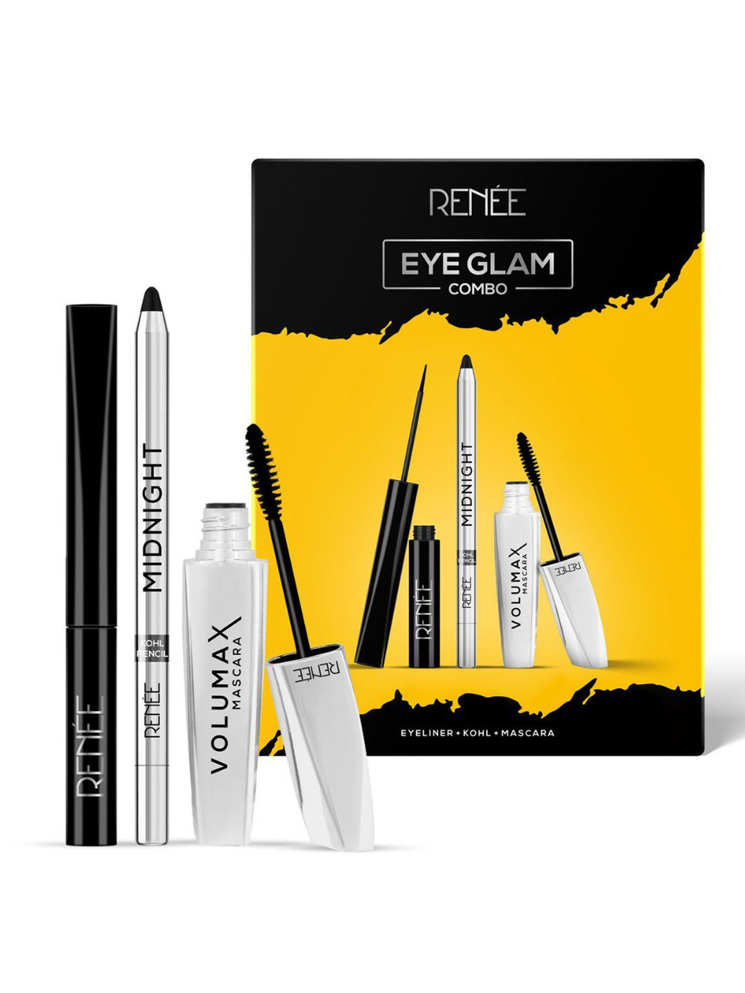 

Renee Set Of 3 Midnight Kohl Pencil, Eyeliner & Volumax Mascara Combo, Black