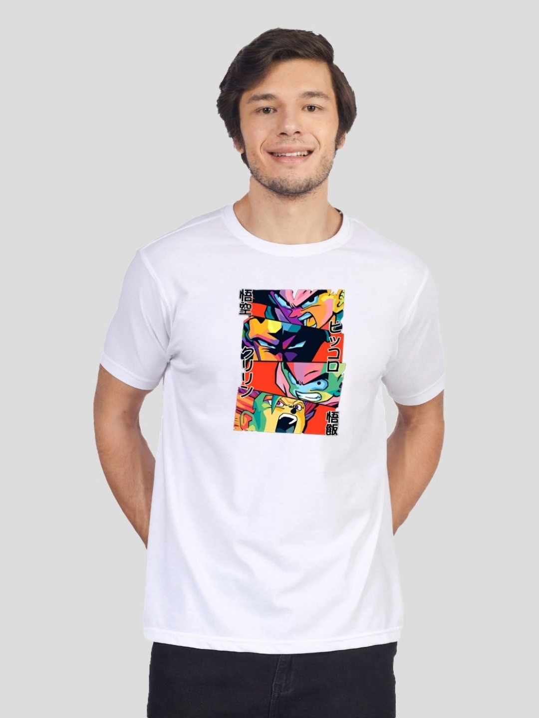 

Greylongg Men Dragon Ball Z Graphic Printed Round Neck T-shirt, White