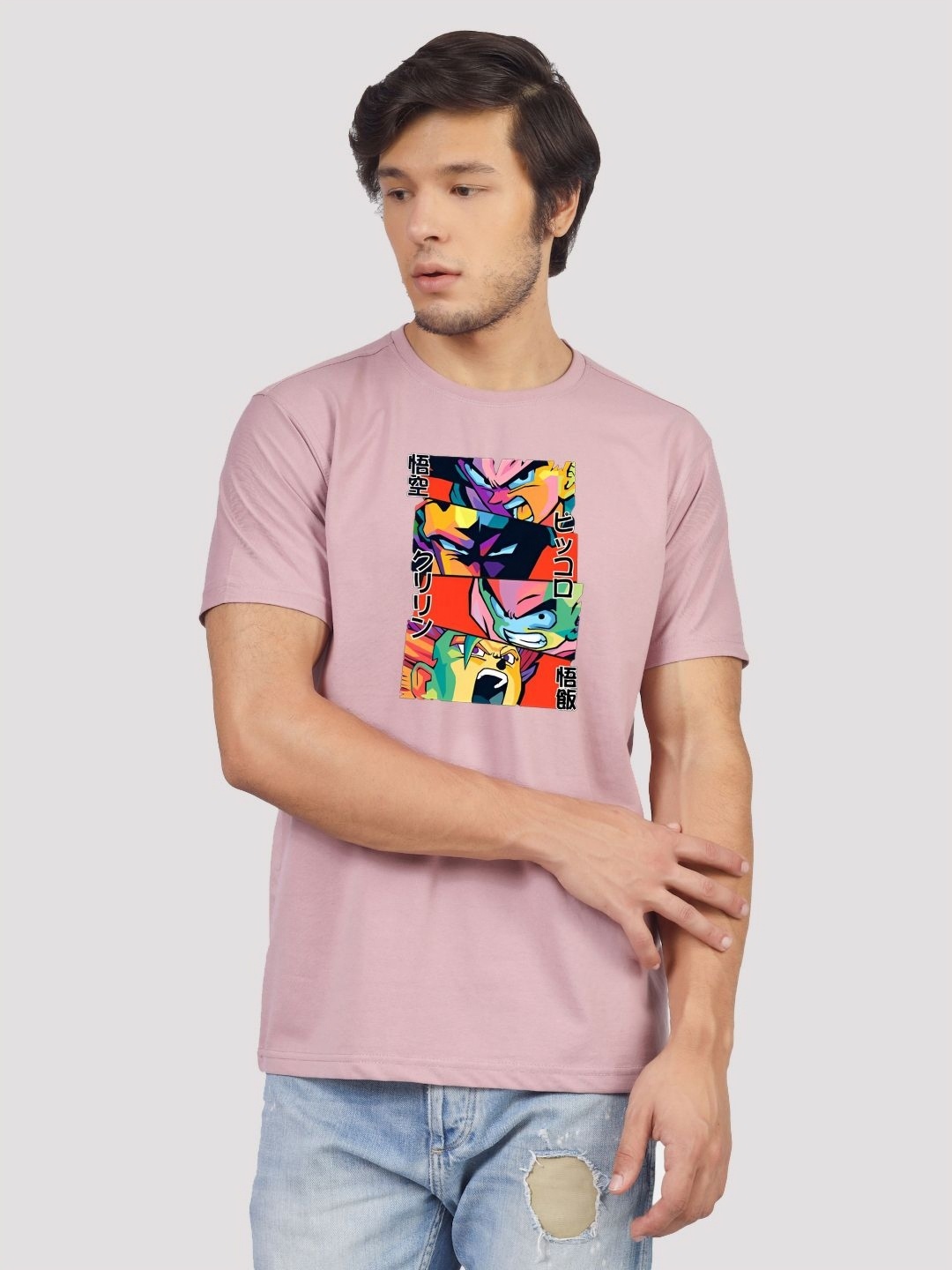 

Greylongg Men Dragon Ball Z Graphic Printed Round Neck T-shirt, Purple