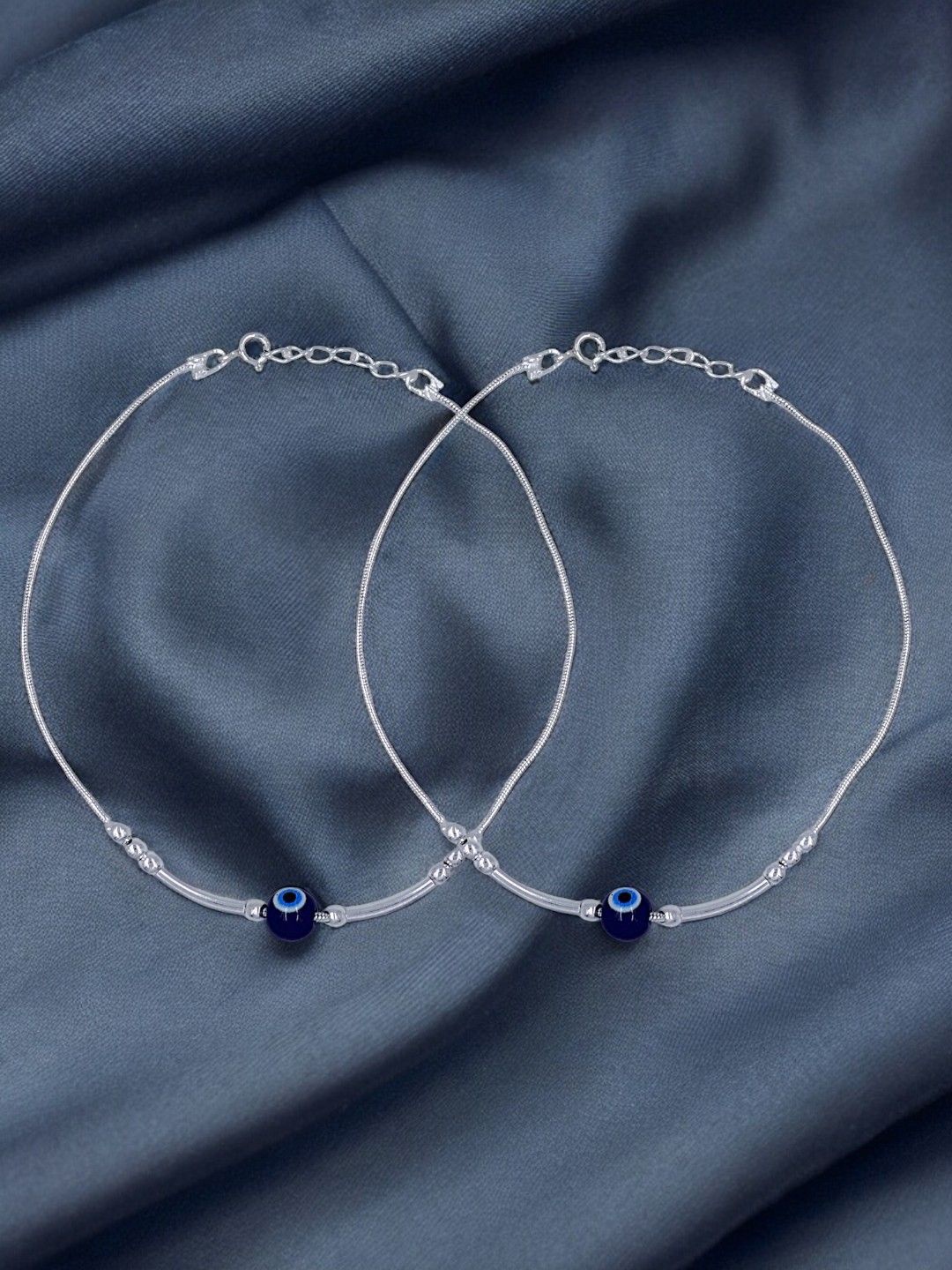 

Taraash 925 Sterling Silver Evil Eye Chain Anklets