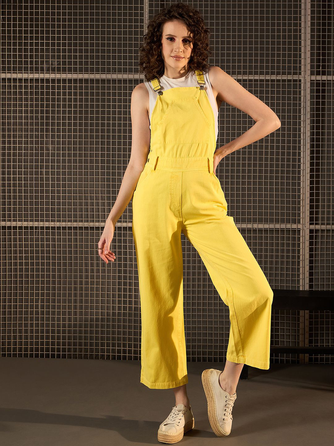 

StyleStone Women Denim Dungaree, Yellow