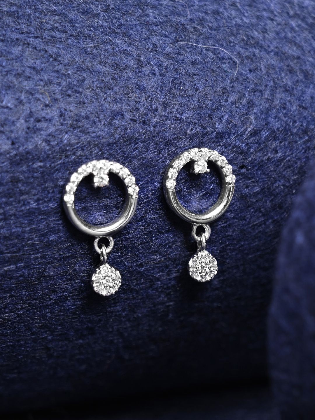 

Clara 925 Silver Rhodium-Plated Circular Cubic Zirconia Drop Earrings