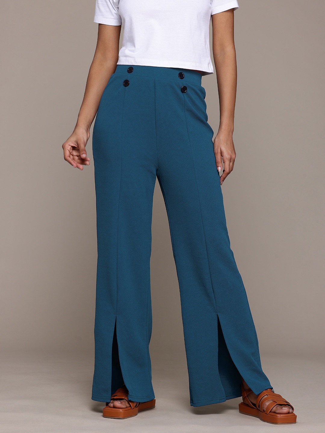 

Roadster Smart High-Rise Wrinkle Free Korean Pants, Teal