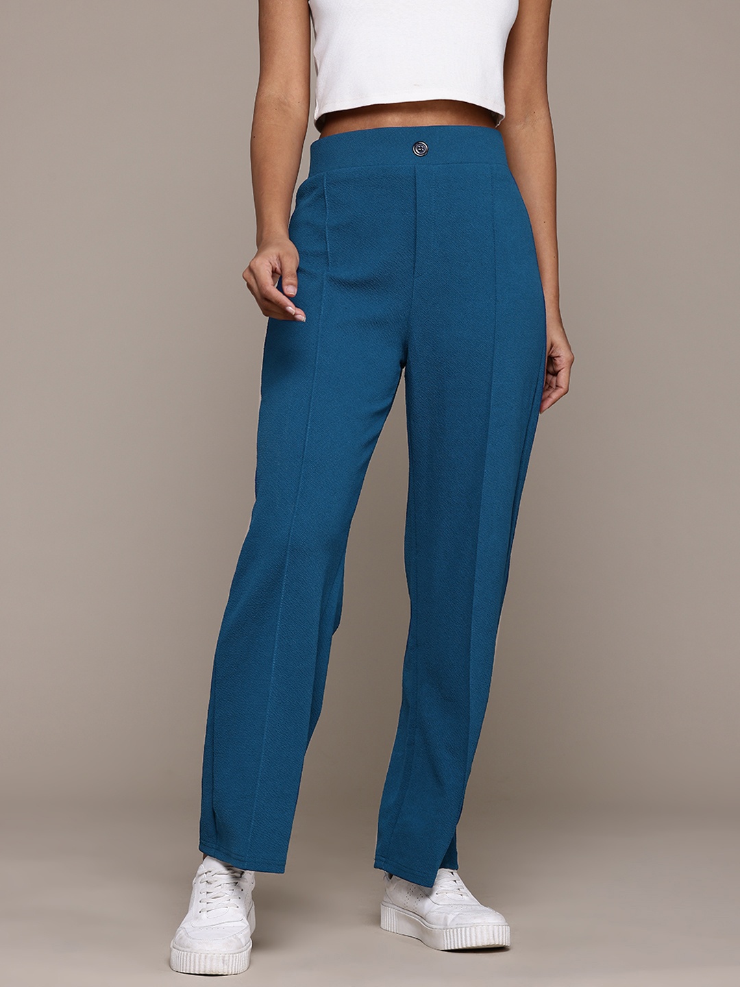 

Roadster Smart High-Rise Wrinkle Free Trousers, Teal